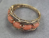 9ct Gold Ring Peach Stones Size "N"