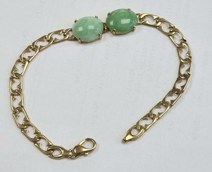 14ct Gold & Jade Bracelet 7.5