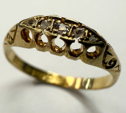 18ct yellow gold 5 stone diamond ring size L