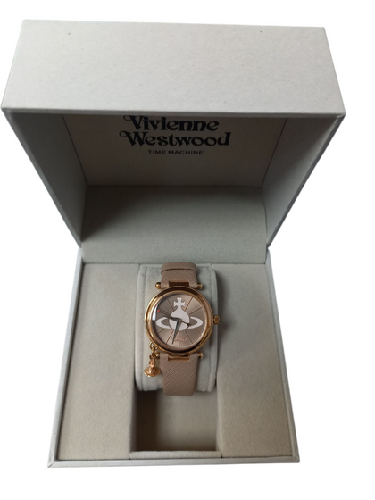 Womens Pink/Silver Orb Pastelle Leather Watch