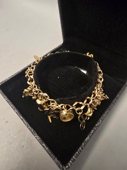 9ct Gold Bracelet 375 30.5G 10'' in Length with 21 Charms