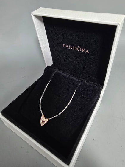 925 Ale Pandora Necklace 3.9G ROSE GOLD HEART