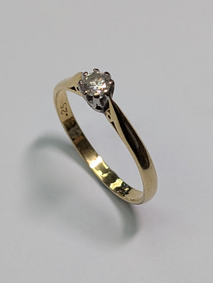 18CT Gold Diamond Engagement Ring .25PTS - Size S