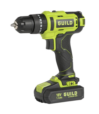 Guild 18V Cordless Impact Drill with 100 Accessories - 1.5Ah Bat