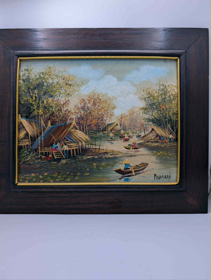 Vintage 20th Century Oil Painting By Prasarn