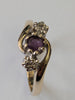 9ct Gold Diamond  &Red Stone  Ring Size L