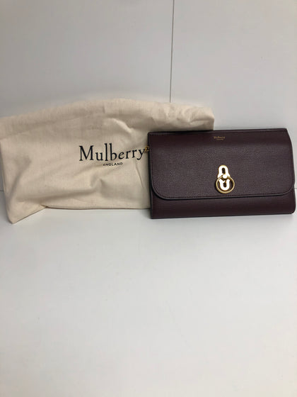 Mulberry Womens Amberley Leather Clutch Bag - Oxblood Red