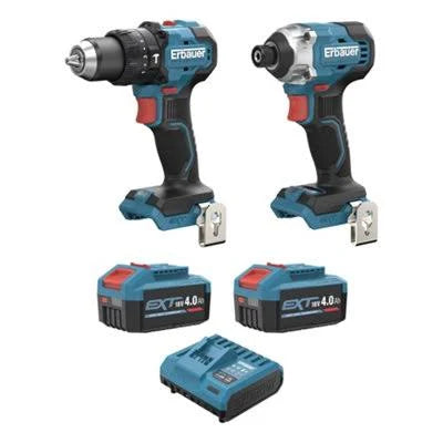 Erbauer 18V Brushless Combi Drill + Impact Driver Set
