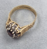 9ct Gold ring Red / Clear Stones Size K