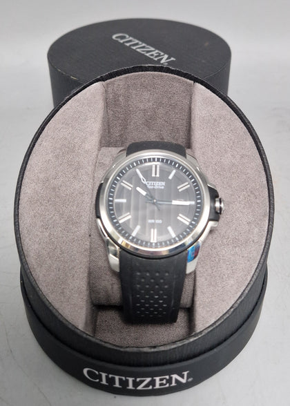 CITIZEN Watch with Black face and black rubber strap