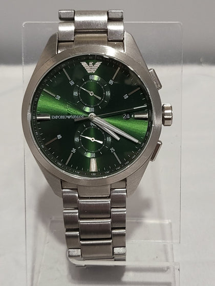 Emporio Armani Mens Claudio Green Dial Chronograph Watch AR11480