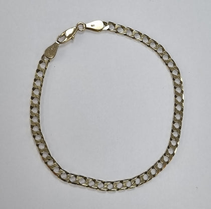 9ct gold square link curb bracelet 7.8