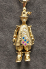 9ct Gold Gemset Vintage (1998) Fully Articulated Clown Pendant & 24" Belcher Chain