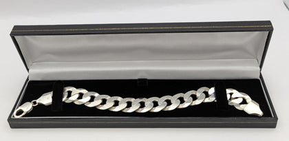 925 SILVER HALLMARKED, THICK CURBED CHAIN WITH LOBSTER LOCK, 8
