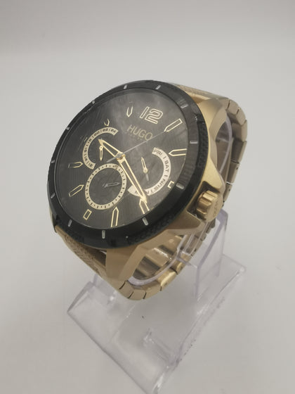 Hugo Analogue MultiFunction Quartz Watch, Gold Stainless Steel Strap