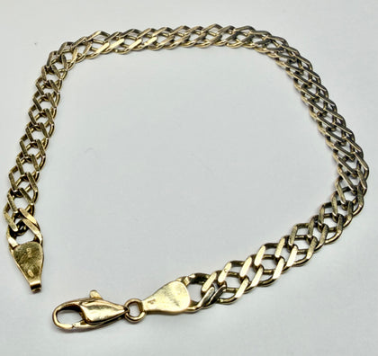9ct yellow gold double link bracelet 8
