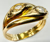 18ct gold double snake ring with diamond set heads size T