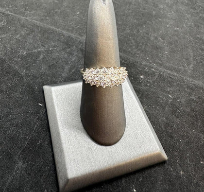 9ct Gold Clear Gem Size R Ring