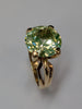 9ct gold ring with large lime green stone size M