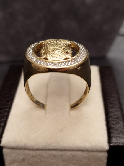 9ct Yellow Gold Replica LIVERPOOL FC Shield Ring  - Size W