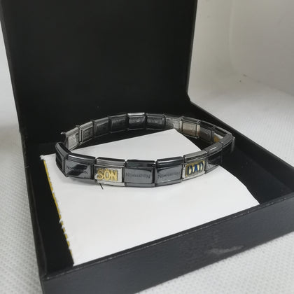 NOMINATION BRACELET WITH CHARMS (DAD, SON,DOG PAW, LIFE CHARMS)