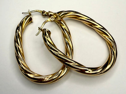 9ct Gold Twisted Hoop Earrings