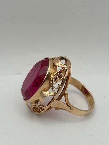 585 14CT, YELLOW GOLD, RING SIZE Q, INCLUDING STONE - 11.5G