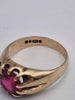 9ct Yellow Gold Dress Ring With Red Gemstone - Size M - 5.12 Grams