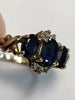 9CT Yellow Gold Ring with Blue & Clear Stones - Size P - 2.13g total