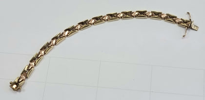 9ct Gold Woven link Bracelet 2 Tone 7.5