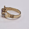 9CT GOLD CLADDER RING WITH PURPLE HEART STONE  SIZE P PRESTON STORE