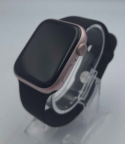 Apple Watch Series 9 (GPS) Rubber, Black Strap, Pink Aluminium, 45mm, Boxed With Charger