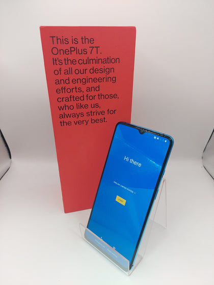 OnePlus 7T 8GB+128GB Dual Sim Glacier Blue 4G, Unlocked, Boxed with Original Warp Charger