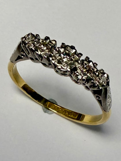 18ct Gold and Platinum Diamond Ring Size S