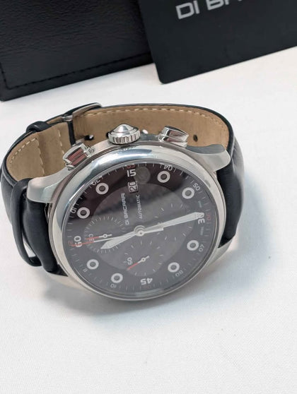 DX DI Bacarri Swiss Made Gents Automatic Chronograph Watch With Carbon Fibre Pattern Dial - Boxed -  in excellent condtion