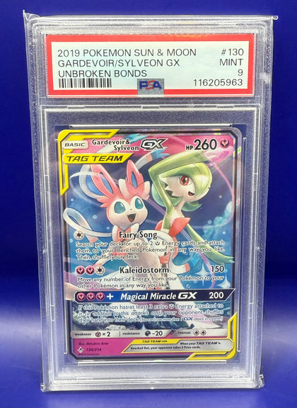 Pokemon Card - Gardevoir & Sylveon GX 130/214 Sun & Moon Unbroken Bonds - Grade PSA 9 - Chesterfield