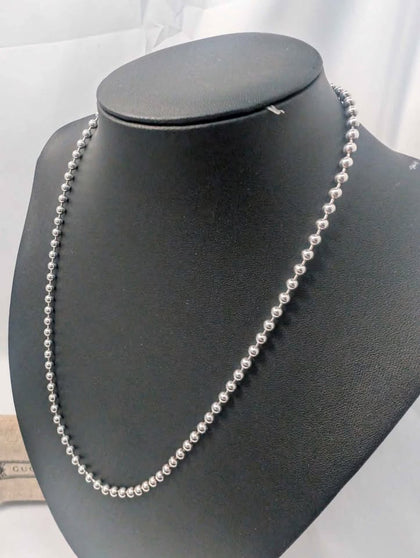 GUCCI 925 Sterling Silver Ball Bead Chain Necklace - 20