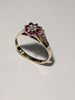 9ct Gold Diamond & Red Stone Ring