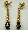 9ct yellow gold deep blue stone dangle earrings