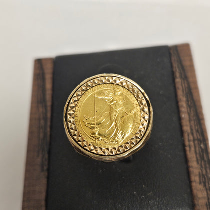 1/10 1987 Britannia Gold Coin & 9ct Ring Mount