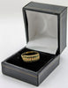 750 18CT YELLOW GOLD RING, ROW OF STONE DESIGN, SIZE-O, 3.8G,