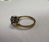 9CT GOLD RING WITH PURPLE/CLEAR STONES SIZE J 1/2 LEYLAND STORE