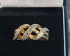 9ct Yellow Gold & Diamond Crossover Ring - Size L - 2.13g