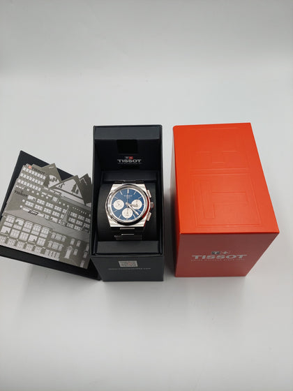 TISSOT PRX Chronograph T137427A Automatic Date 41mm Navy Watch **GREAT CONDITION**