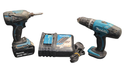 Makita Impact and Combi Drill Set With One 18V Battery