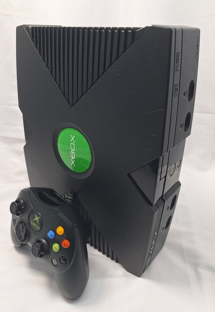 Microsoft Xbox original Game Console with original controller black unboxed with all leads