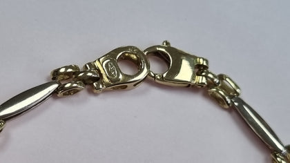 9ct white & yellow gold bracelet 7.5