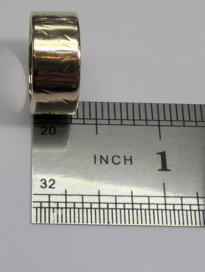 9ct Gold Wide Wedding Band - Size O 1/2