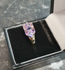 9ct Yellow Gold Ring With Purple Stones - Size P - 3.6G