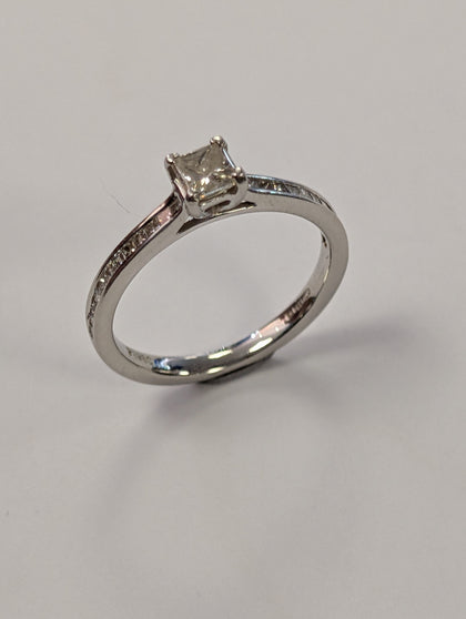 Platinum Square  Diamond Ring